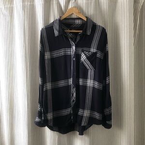 Navy and White Plaid Woman’s Shirt by Rails